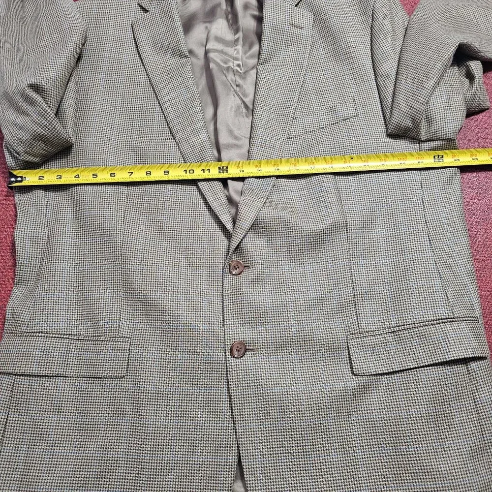 Lauren‎ Ralph Lauren Silk Wool Blazer Jacket 48L Houndstooth Ivy League Luxury